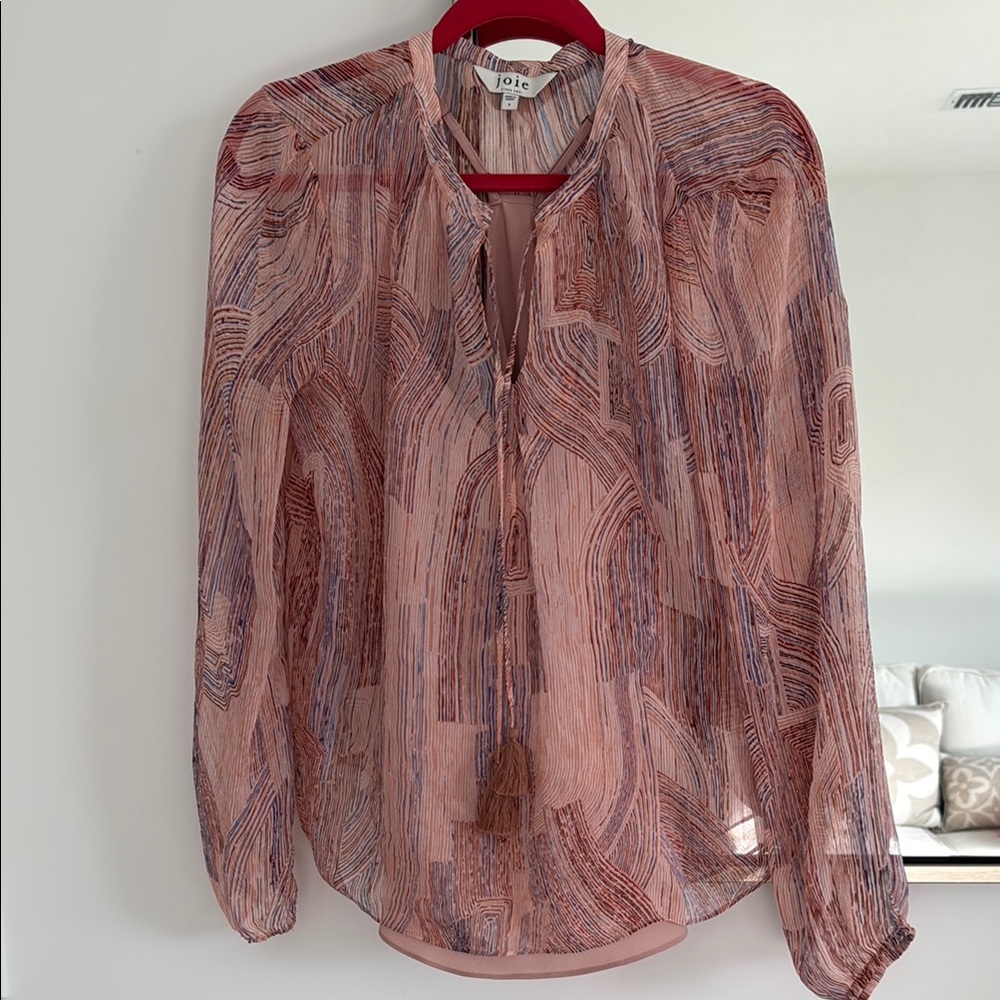 Joie Silk Tie Top Blooming Dahlia Sz Small NWOT
